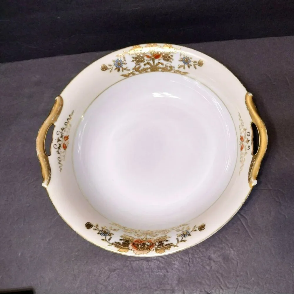Antique Noritake Serving Bowl Dish 42200 Gold Trim Floral 10